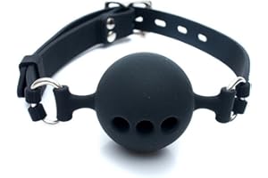 RYOZOCH Silicone Breathable Ball Gag for Adult Bondage Restraints Sex Play (Black, 1.9in Ball)