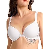 FallSweet Push Up T Shirt Bra for Small Chested Women Underwire Plunge Padded Add Two Cup Bra