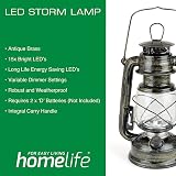 homelife Ottawa LED Storm Lamp Antique Brass 15 LEDs Battery Operated view 2