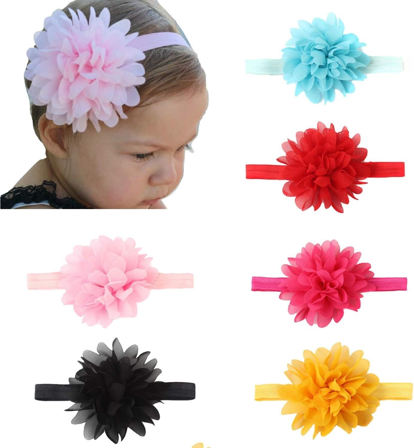 Babymoon Headbands Flowers Soft Hairbands for Baby Girls Infants Toddlers