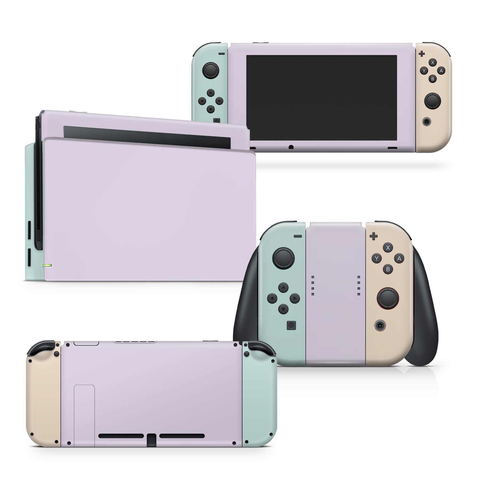 Tacky Design Classic colorwave Skin Compatible with Nintendo Switch Skin Wrap Cover, Color Blocking Skin for Switch Stickers, Premium 3M Vinyl (Pastel Purple & Mint, Nintendo Switch (2017))