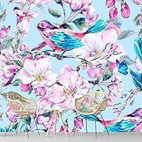 Wall Mural Flowers and Leaves Removable Self-Adhesive Wallpaper Wall Decoration for Bedroom Living Room - 66x96 inches
