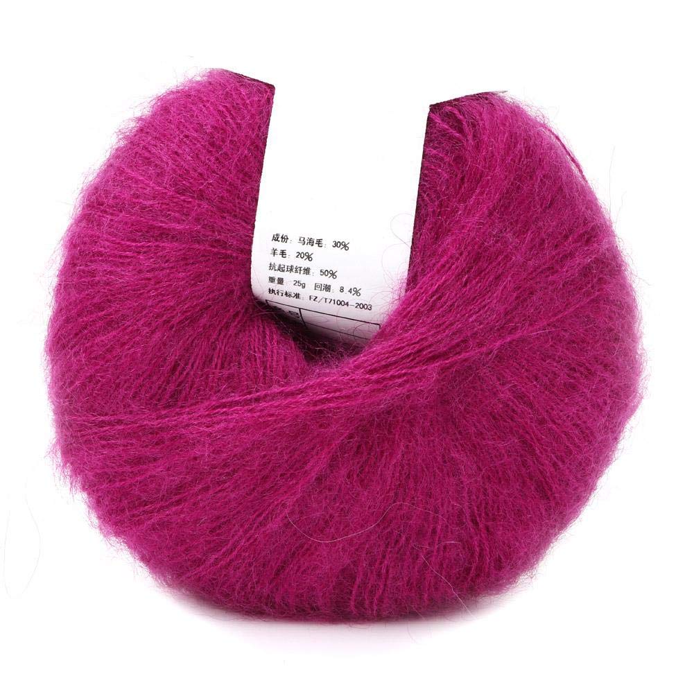 Oumefar Popular Multicolor Angora Wool Pashm Mohair Knitting Yarn for Weaving Woven Scarves(Wine red) Yarn