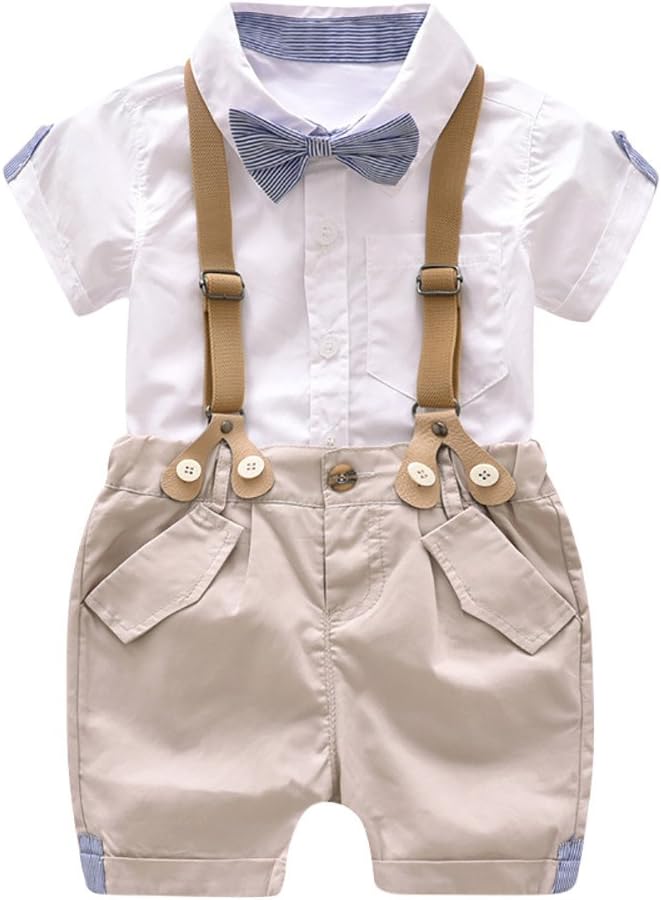 2Piece Toddler Baby Boy Gentleman Suit, Rose Print Short Sleeve T-Shirt Shorts Pants 18M-6Y,Fashion Style Outfit Set