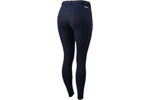 HORZE Active Women's Horse Riding Silicone Grip Full Seat Breeches | Midrise Waist with Front Pocket