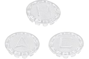 FUKAISU 3pcs Faucet Index Buttons, 0.92in Diameter Hot and Cold Water Knob Replacement Transparent Acrylic Sink Handle Cap for Bathroom Easy Remodeling Decorative