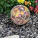 Lily's Home Colorful Mosaic Glass Gazing Ball, Designed with a Stunning Holographic Crackle Mosaic Pattern to Bring Color and Reflection to Any Home and Garden, Purple and Gold (10