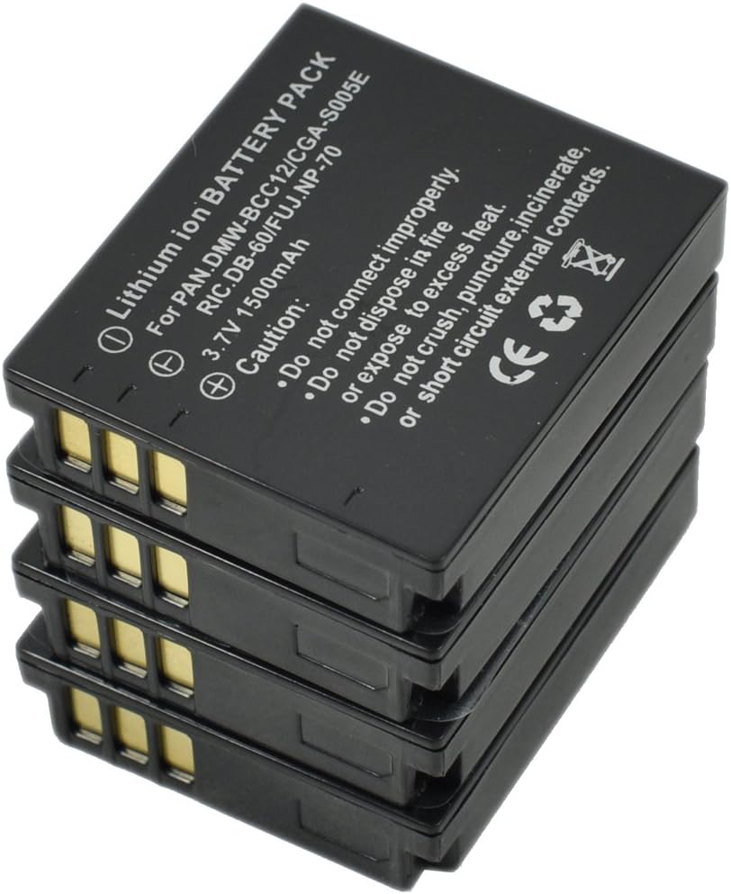 BTBAI 4x BP-41 Battery For BP41 DP1 DP2 DP3 Merrill CGA-S005 NP-70 Digital Camera Battery k1a, black