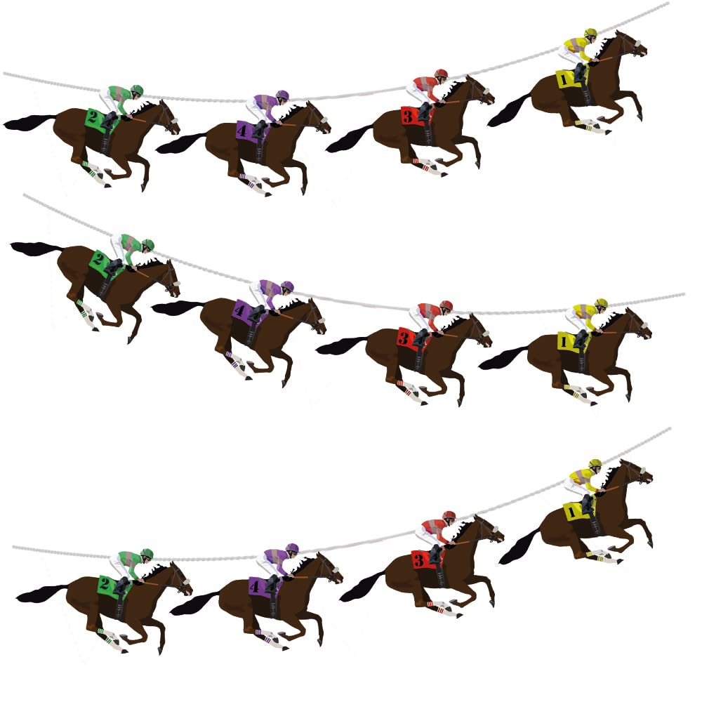 AK Giftshop Horse Racing Bunting Banner Garland Party Decorations - 12pcs / 2.5m Ribbon