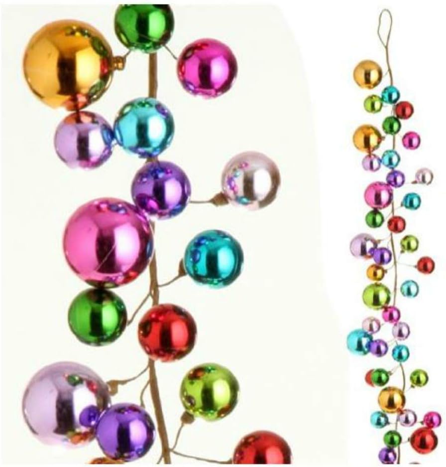 Wreaths, Garlands & Swags - RAZ Imports - 4 Foot Multicolored Ball Christmas Garland