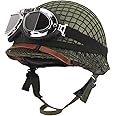SYLPHID Outdoor Green WW2 US M1 Helmet Steel Field with Net Cover cat Eye Belt