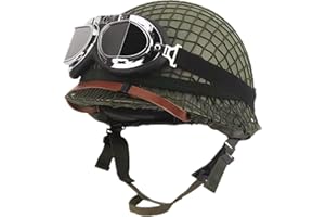 SYLPHID Outdoor Green WW2 US M1 Helmet Steel Field with Net Cover cat Eye Belt