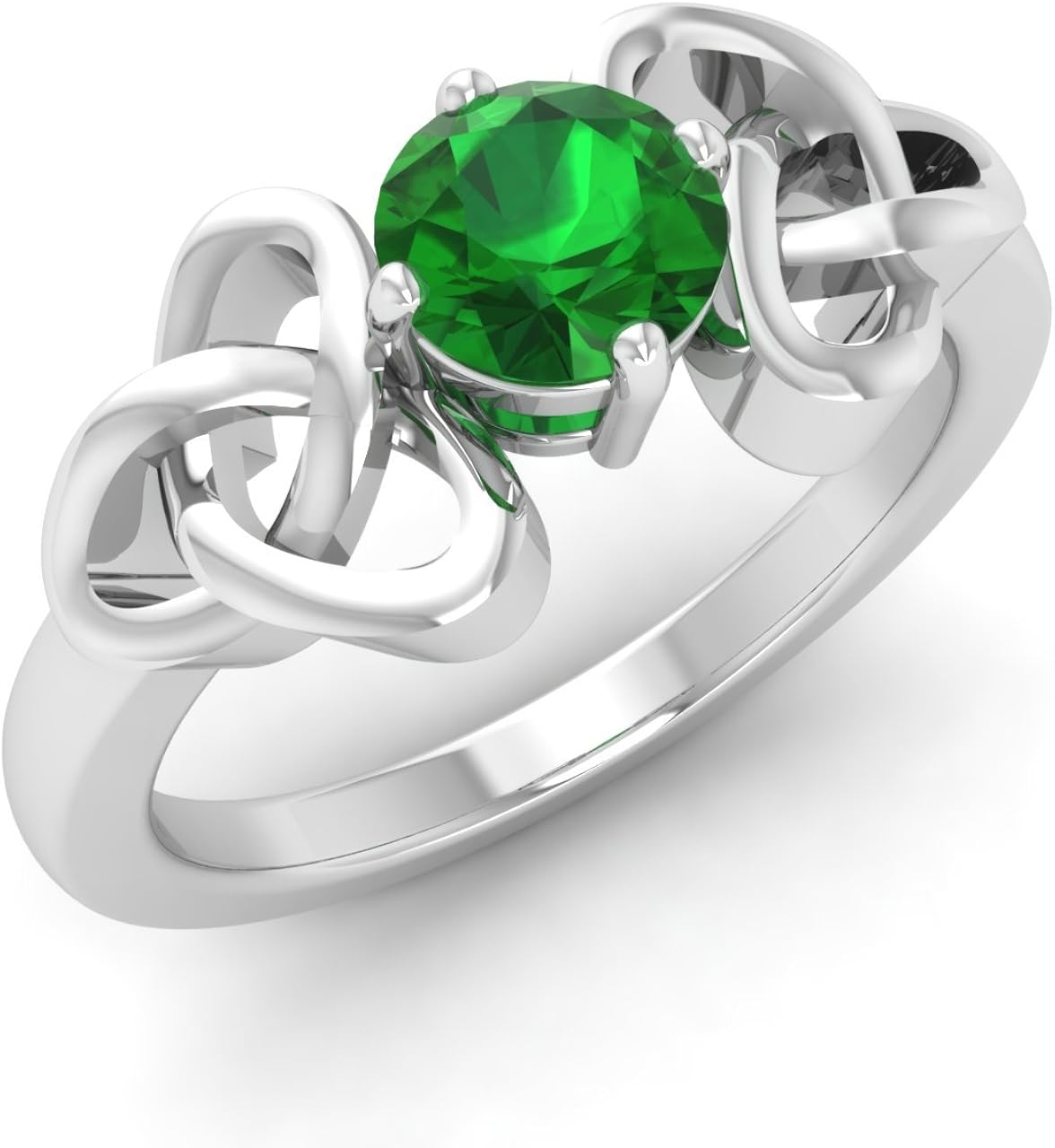 Natural Round AAA Emerald Solitaire Engagement Promise Ring In 18Ct
