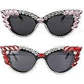 FUPRECIOUS Retro Cateye Sunglasses for Women UV400 Protection Cat Eye bling rhinestone Sun Glasses