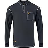WORKWEYA FR Shirt for Men 5.5oz Lightweight 100% Cotton Flame Resistant Henley Shirt NFPA 2112