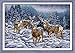 Cross Stitch Stamped Kits Cross-Stitching Accurate Pre-Printed Pattern for Adults- Winter Deer 11CT 27”X 19”, for Home Decor (Pattern Printed On Fabric)