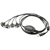 Gearmo 4 Port USB to RS232 Serial Adapter with FTDI Chipset &ndash; Supports Windows 11, 10, 8, 7, Linux &amp; Mac, Features Plug-and-Play Without Configuration, ESD &amp; Surge Protection (5ft Length)