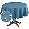 H.VERSAILTEX Linen Textured Table Cloths Round 70 Inch Premium Solid Tablecloth Spill-Proof Waterproof Table Cover for Dining Buffet Feature Extra Soft and Thick Fabric Wrinkle Free, Ink Blue