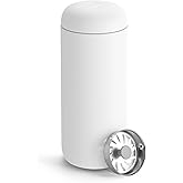 Fellow 16 oz Carter Move Travel Mug - Vacuum-Insulated Stainless Steel Travel Coffee Mug - Coffee Tumbler with Ceramic Interior and Splash Guard - Matte White