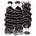 Beauty Forever Hair Brazilian Natural Wave Virgin Hair Weave 3 Bundles with 1 Piece Lace Closure 100% Unprocessed Human Hair Extensions Natural Color 95-100g/pc (14 16 18+12 free part)