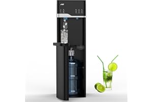IKT Self Cleaning Bottom Loading Water Cooler Dispenser Built in Ice Maker for 5 Gallon Bottle 22lbs Daily Capacity Empty Bottle Light Black