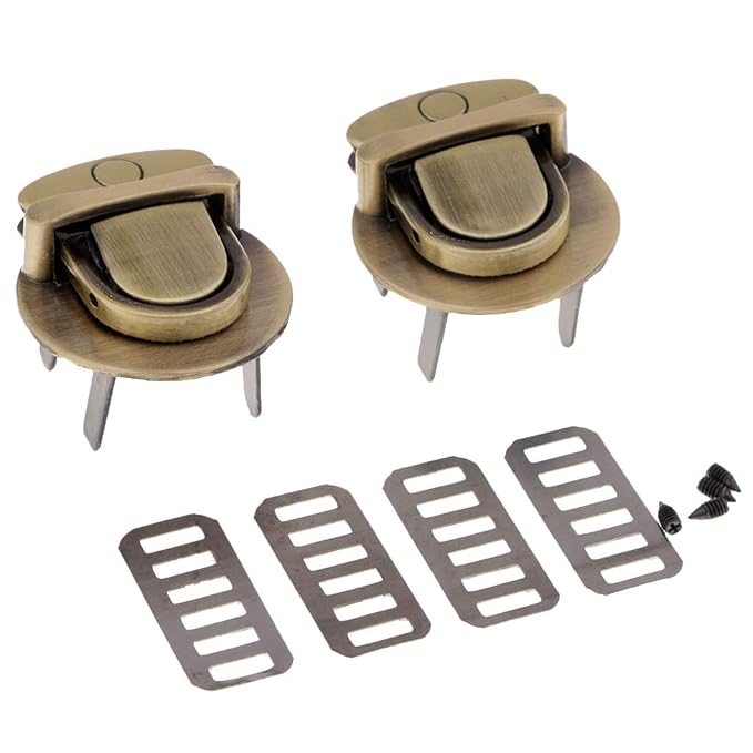MagiDeal Steckschloss 3,1cm Handtaschen Schnallen Verschlüsse mit Zubehör - Bronze Runde
