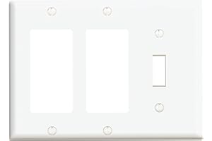 Leviton 80431-W 3-Gang 1-Toggle 2-Decora/GFCI Device Combination Wallplate, Standard Size, Thermoset, Device Mount (White)