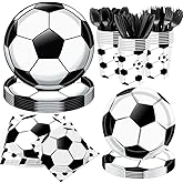140 Pcs Soccer Party Decorations Soccer Birthday Party Decorations Soccer Theme Plates Cups and Napkins Serves 20