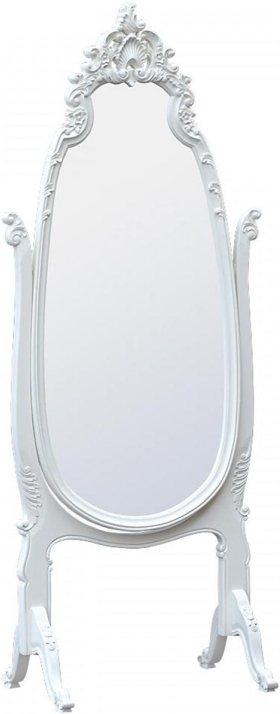 Interior Flair Tall Ornate Antique White Full Length Freestanding Dressing Bedroom White Mirror