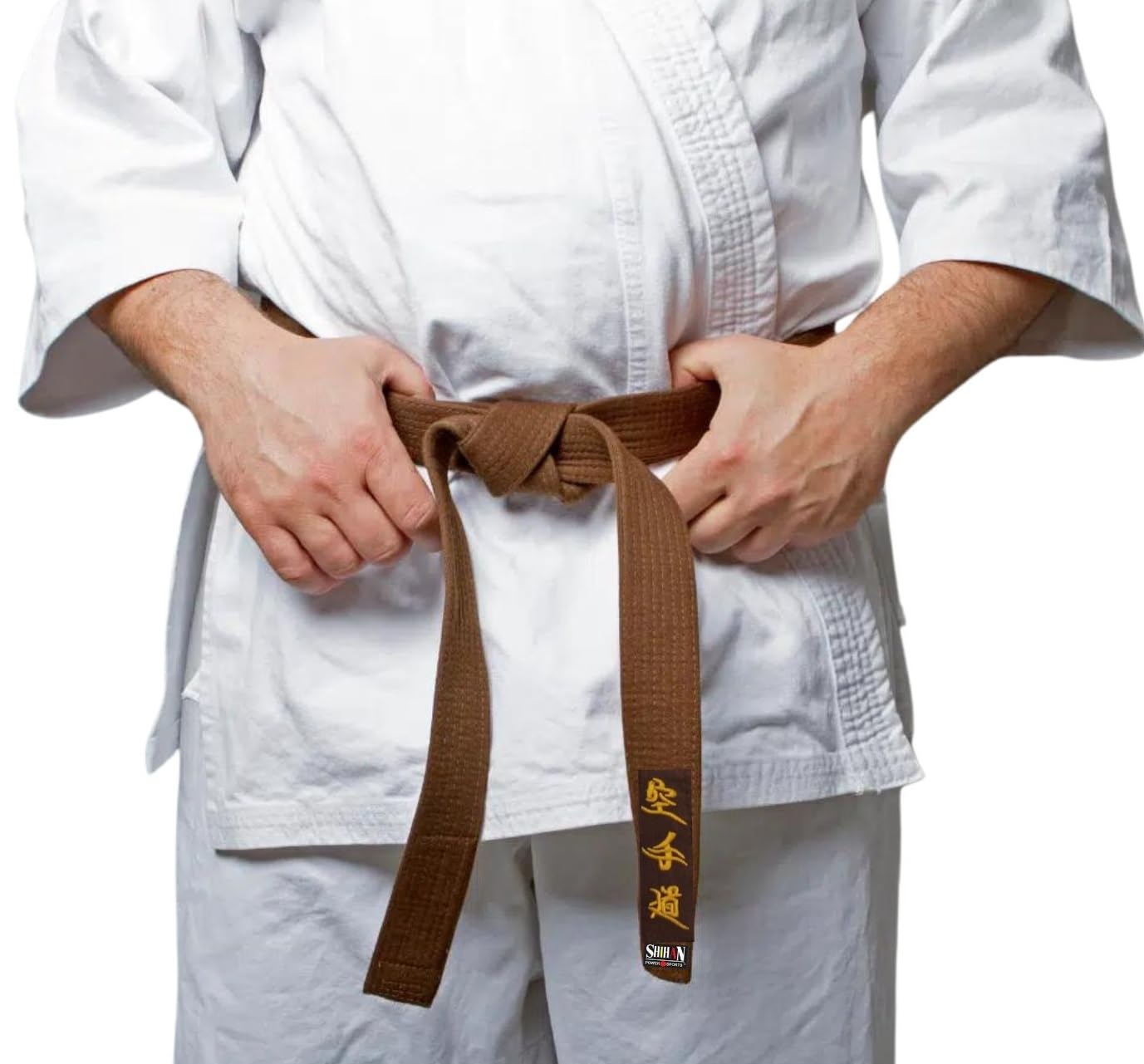 Brown Karate Belt with GOLD Embroidery in Japanese 240cm For Men/Women Karate, Kickboxing, Shotokan, Shito-Ryu, Goju Ryu, All Styles Of Martial Arts Karate Brown Belt Shihan Master Kenpo