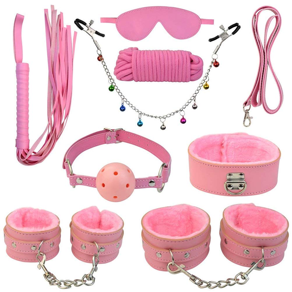 8PCS Bett Bondage Kit Handfesseln und Nylonband SM-Spiel Spielzeug Handmanschette Neopren Fußfesseln Fesseln und Nippelklemmen