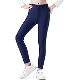 CETKIT Girl Leggings, Leggings for Girls Comfortable Stretchy, Soft Full Length Pants, Ankle Length Cotton Pants with Great Softness and Breathability, Navy Blue, 7-8 Years