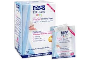 Purified, Non Irritating, Tear Free, Hypoallergenic & Sensitive Approved Baby Eyelid Wipes by Dr. Fischer – Pre-moistened, Rinse Free and Pediatrician Recommended - (30)