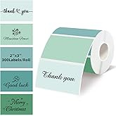 WANGHENG 3" x 2" Green Thermal Label,Self-Adhesive Rectangle Thermal Sticker Labels for Logo Design,Name/Price Tag,Thanks Card,Address,QR Code