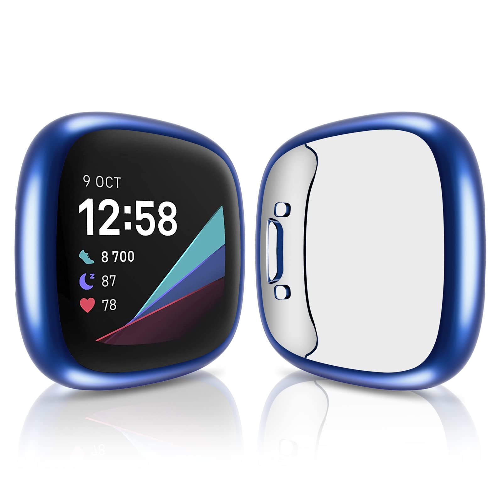 TPU Material Screen Protector Compatible with Fitbit Versa 4 Smartwatch, Full Coverage & Waterproof Replacement Case for Fitbit Versa 4 Watch, Midnight Blue