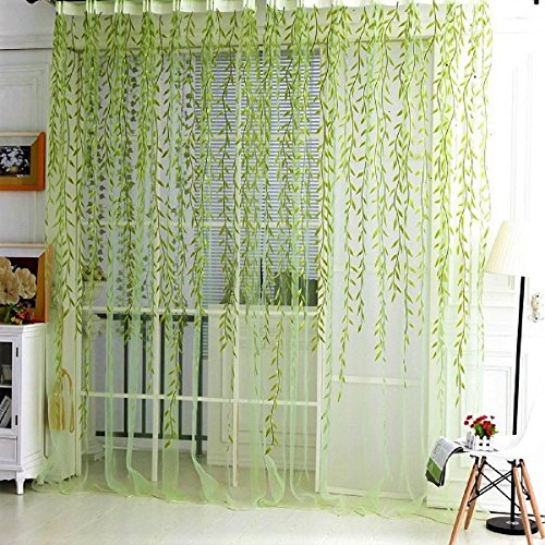 YOOYOO Willow Pattern Voile Tulle Room Window Screening Curtain Sheer Panel Drapes