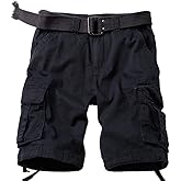 AKARMY Men's Camo Cargo Shorts Outdoor Multi-Pocket Cotton Casual Shorts with No Belt