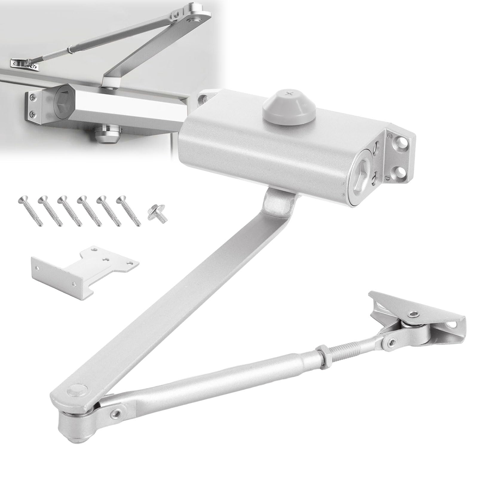 ZOFUN Automatic Door Closer, Aluminium Alloy Spring Door Closer with Hold Open Anti Door Slam, 25-45 Kg Gate Spring Closer Soft Close, Heavy Duty Hydraulic Door Closers for Interior Door Safety