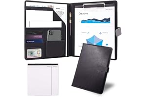 Padfolio Clipboard Folder Portfolio Notepad Organizer, Sbrinnaliao PU Leather Storage Clipboard with Cover for Legal Pad Portfolio A4 Writing Pad for Business School Conference Notepad Clip Board