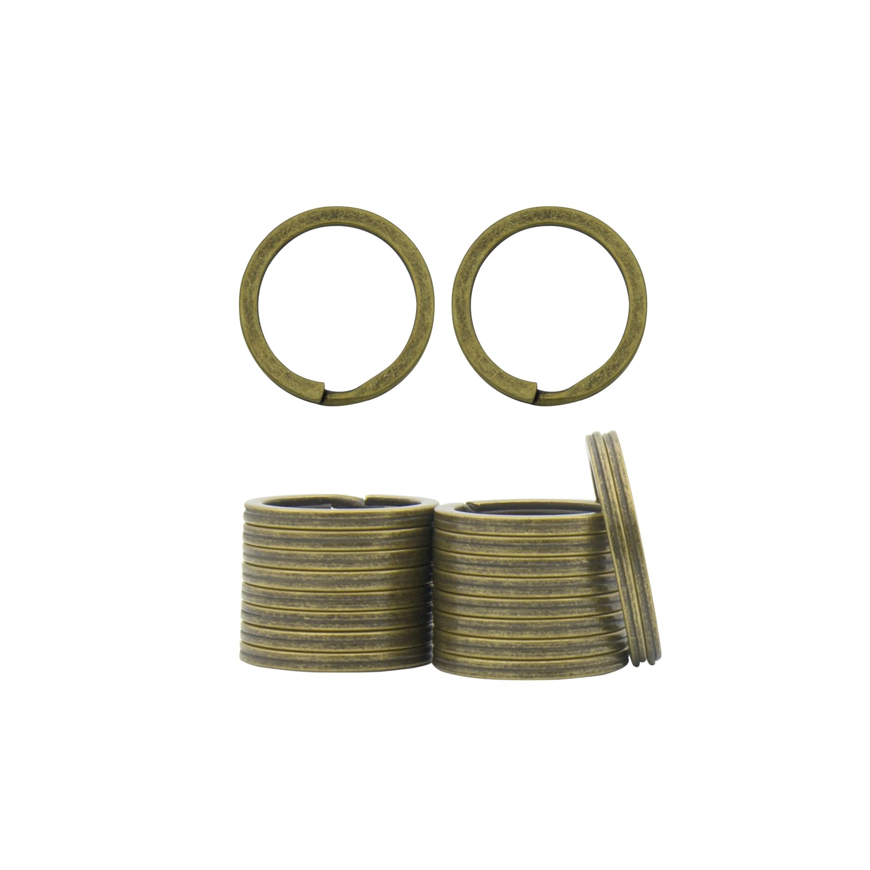 Photo 1 of 20 Pack Key Ring Keychain 1 Inch 25mm Diameter Metal Flat Split Key Chains Rings for Home Car Dog Tag Office Lanyards Keys Attachment Bronze