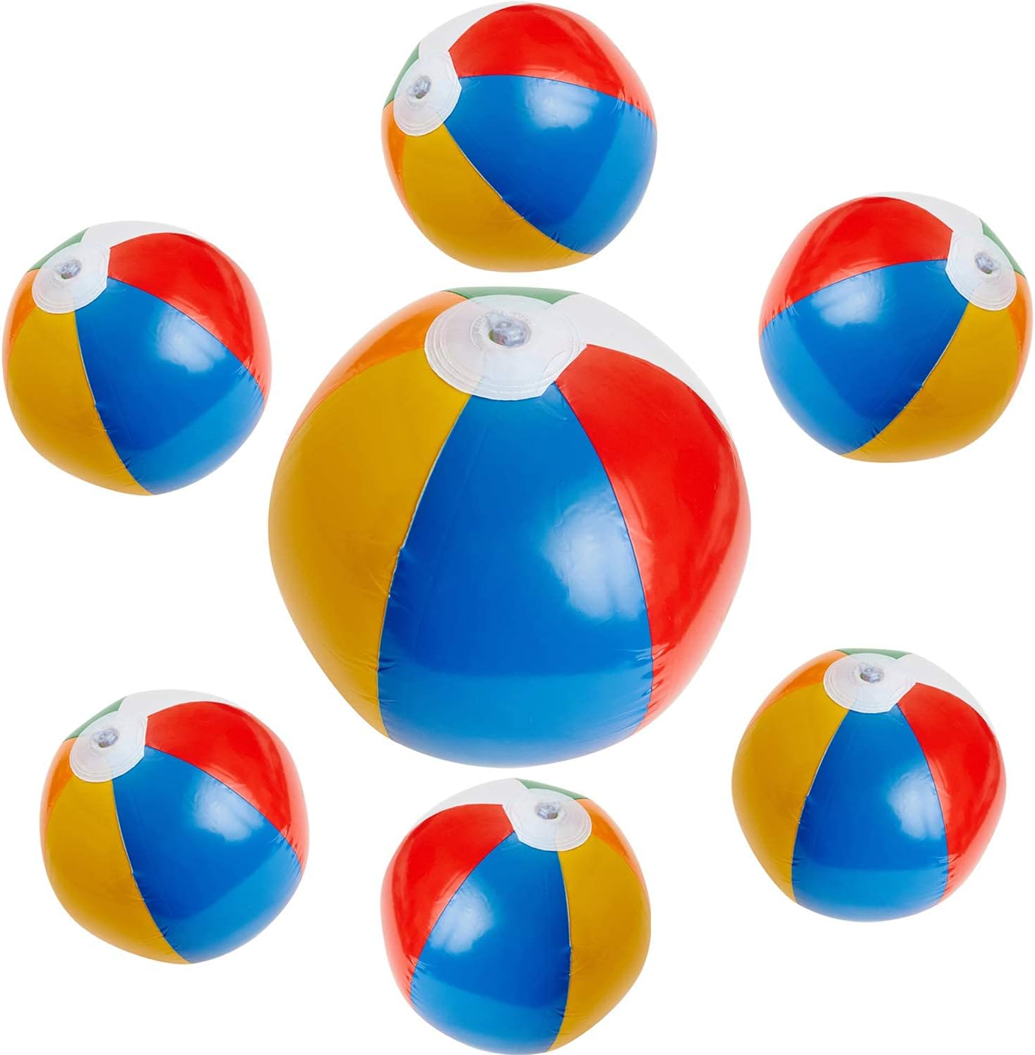 Kicko 6 Pack Inflatable Beach Balls - 12 Inch, Rainbow Colored - for Swimming Pools, Pool Party, Playing, Volleyball, Beach, Ocean, Kids, and Adults: Sports & Outdoors