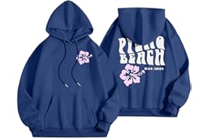 Itsame Pink Palm Puff Hoodies For Teen Girls 2024 Cute Graphic Preppy Sweatshirt Long Sleeve Drawstring Hooded Pullover Tops