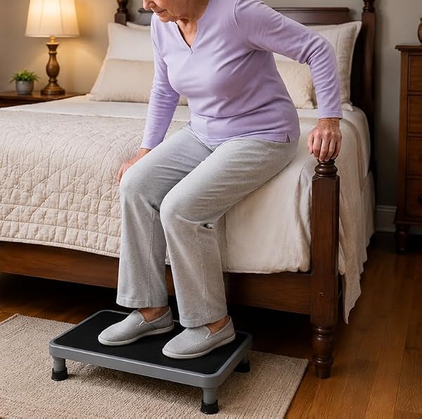 AERANTO HEAVY-DUTY ONE STEP STOOL WITH CARRY HANDLE – 4.1″ LOW FOOT STOOL, NON-SLIP RUBBER PLATFORM, 500LB CAPACITY – PORTABLE SAFETY STEP STOOLS FOR ADULTS, SENIORS, BATHROOM, BED, SUV, 17″X13″
