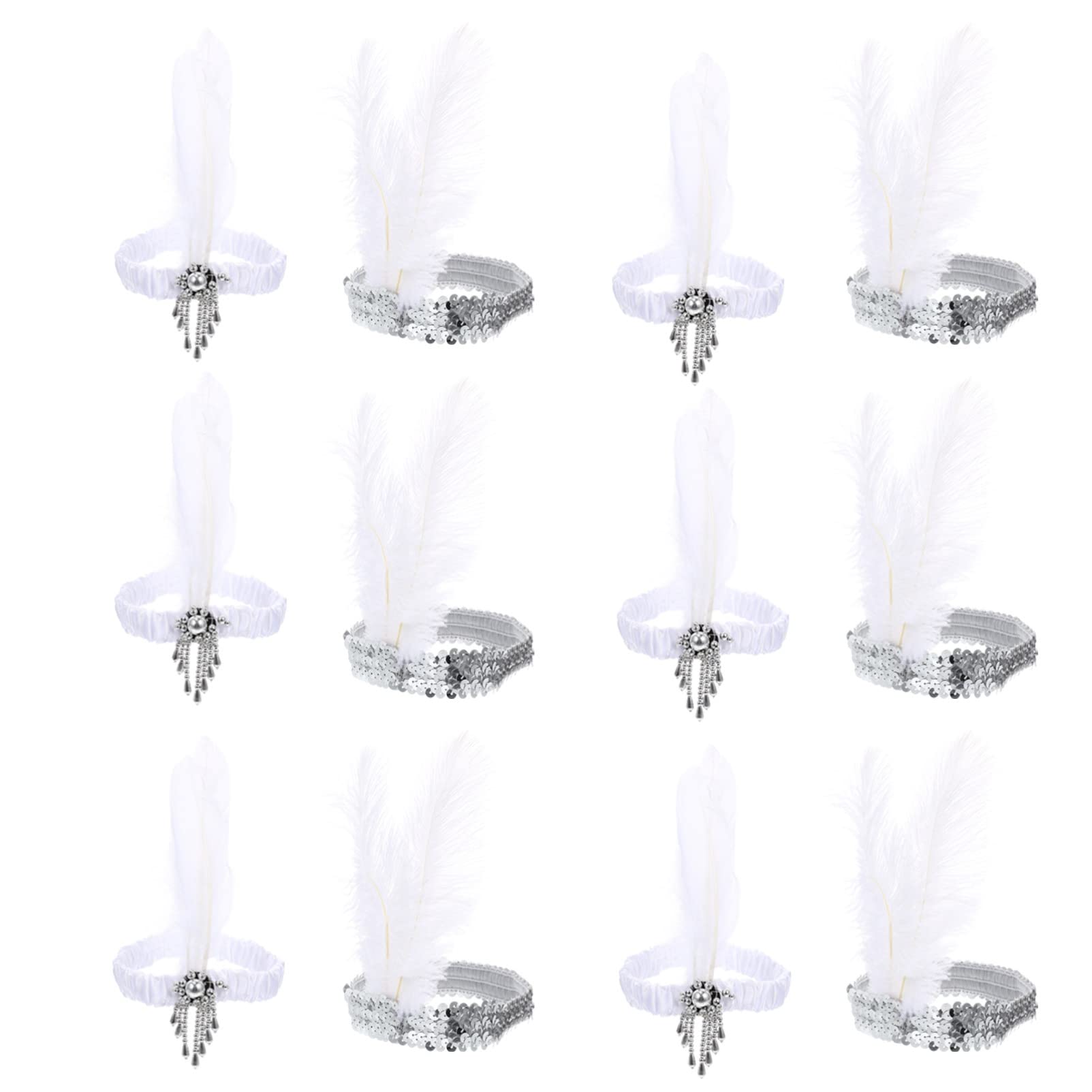 FRCOLOR Sequin Headband with Headdress Party Headpiece 12Pcs Festive Hair Accessories for Women Celebration and Costume