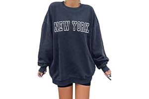 Langwyqu Women's Oversized Sweatshirt Los Angeles California Crewneck Long Sleeve Casual Loose Pullover Tops