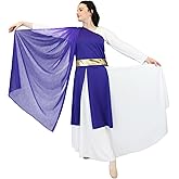 Danzcue Womens One-Shoulder Praise Dance Tunic with Graceful Shoulder Sash, Praise Dance Overlays and Tunic for Women