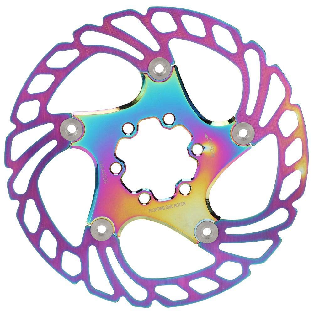 Keenso Bike Disc Brake Rotor, Colorful Mountain Bike Disc Brake Rotor 6 Nails Mountain Bike Disc Brake Rotor 140mm-203mm Disc Brake Rotor(160mm) Bicycles and spare parts