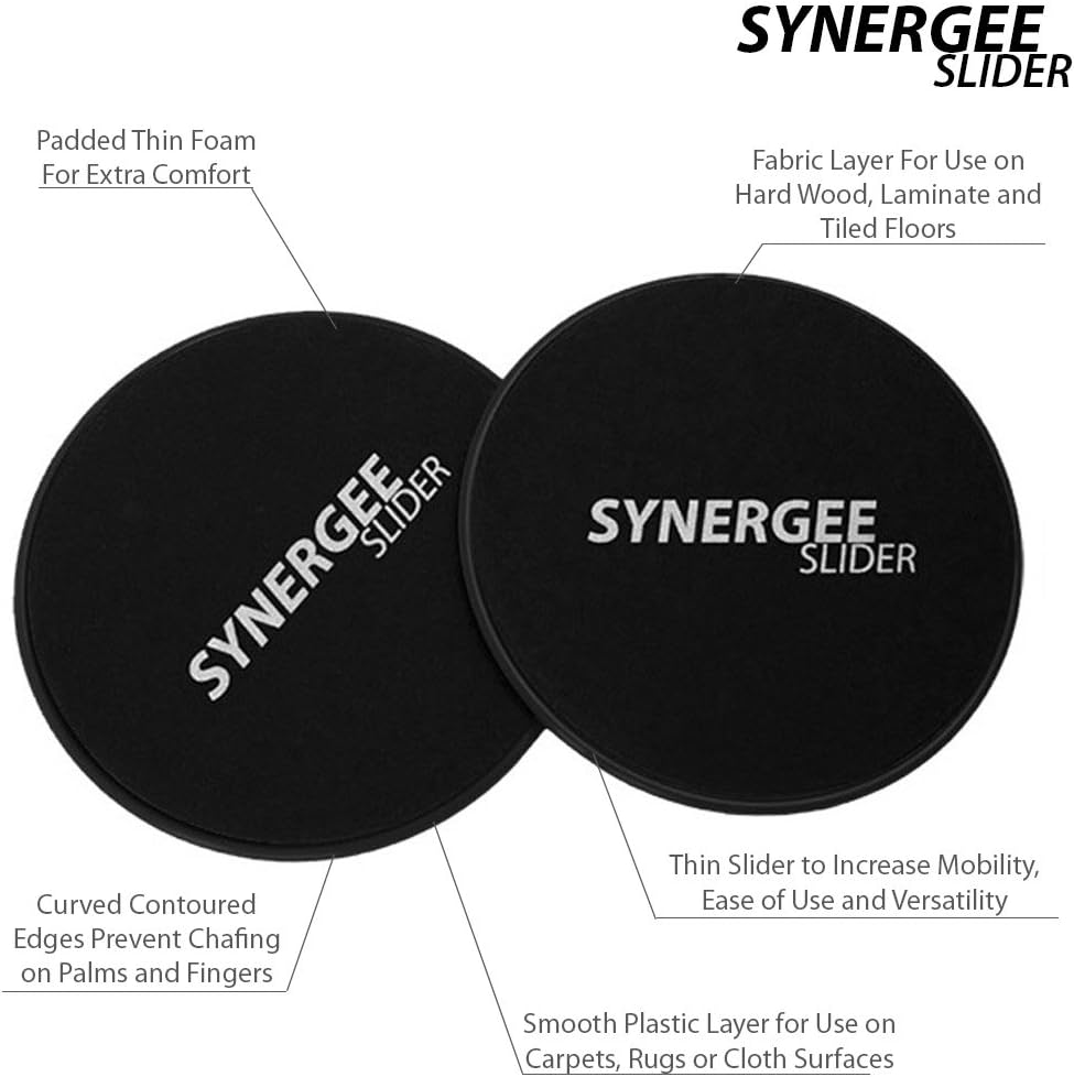 Synergee Jet Black Gliding Discs Core Sliders. Dual Sided Use on Carpet or Hardwood Floors. Abdominal Exercise Equipment : Sports & Outdoors