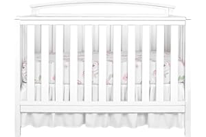 Crib Skirt for Baby Boys or Girls, Bohemian White Crib Bed Skirt Chic Vintage Nursery Decor 28x52x14 Inch Girl