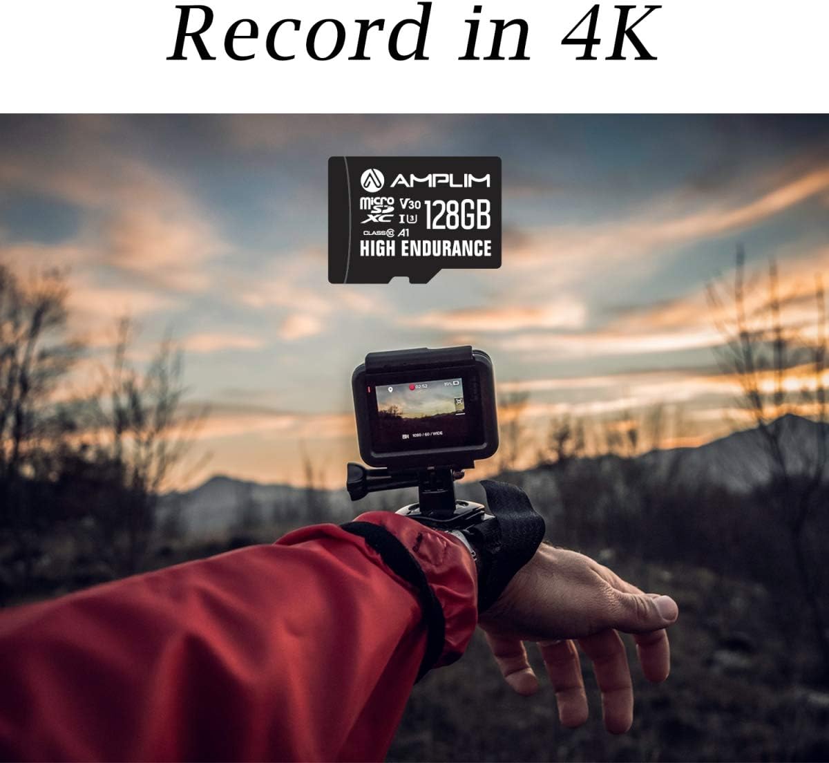 Amplim High Endurance 128GB MicroSDXC Card for Video Monitoring Cameras - Dash Cam, Body Cam, Surveillance Cam, Home Security Cam, Drone, Action Camera. U3, V30, A1, 4K UHD, Micro SD TF with Adapter: Computers & Accessories
